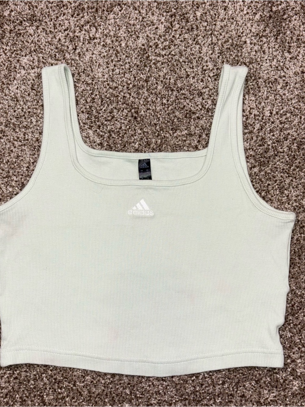 Adidas Ribbed Crop Tank Top in Mint XS